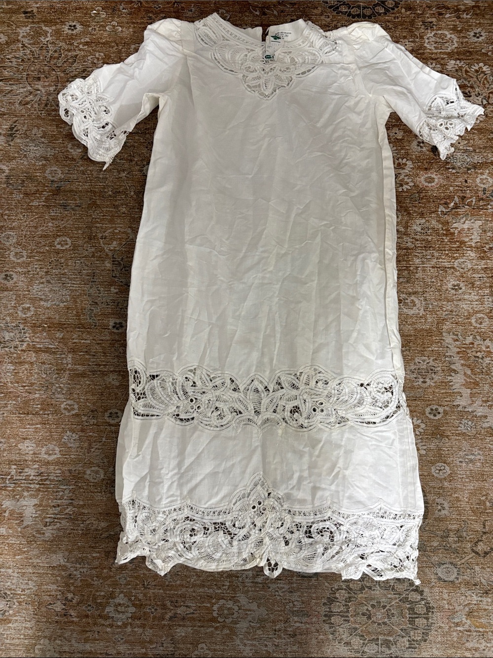 Vintage White Eyelet Lace Formal Dress
